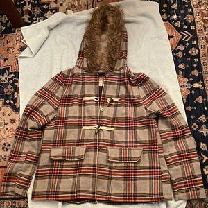 Mossimo by Target plaid jacket with fur hood